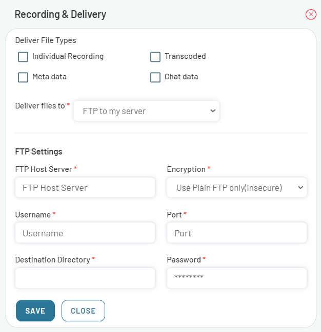 Delivery-FTP  Settings