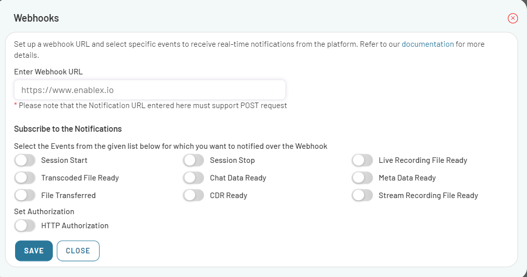 Webhook Settings